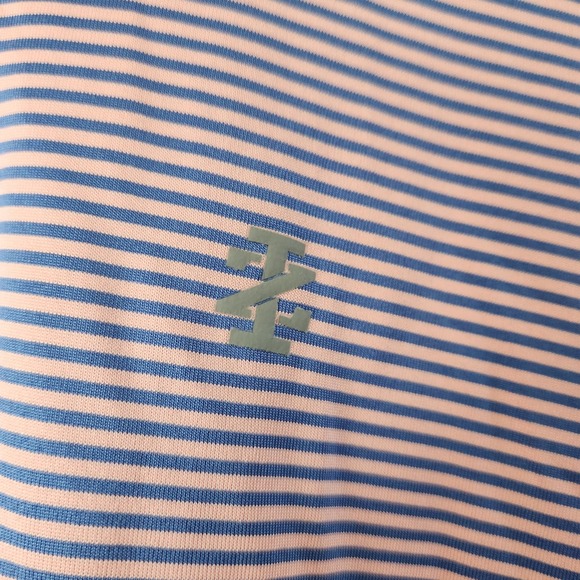 IZOD Golf Shirt Men's Medium Pink Blue Pin Stripes - Picture 7 of 7